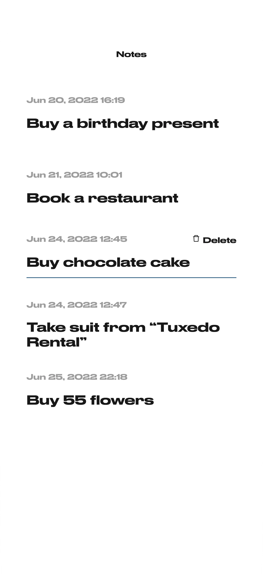 Notes attached to an event
